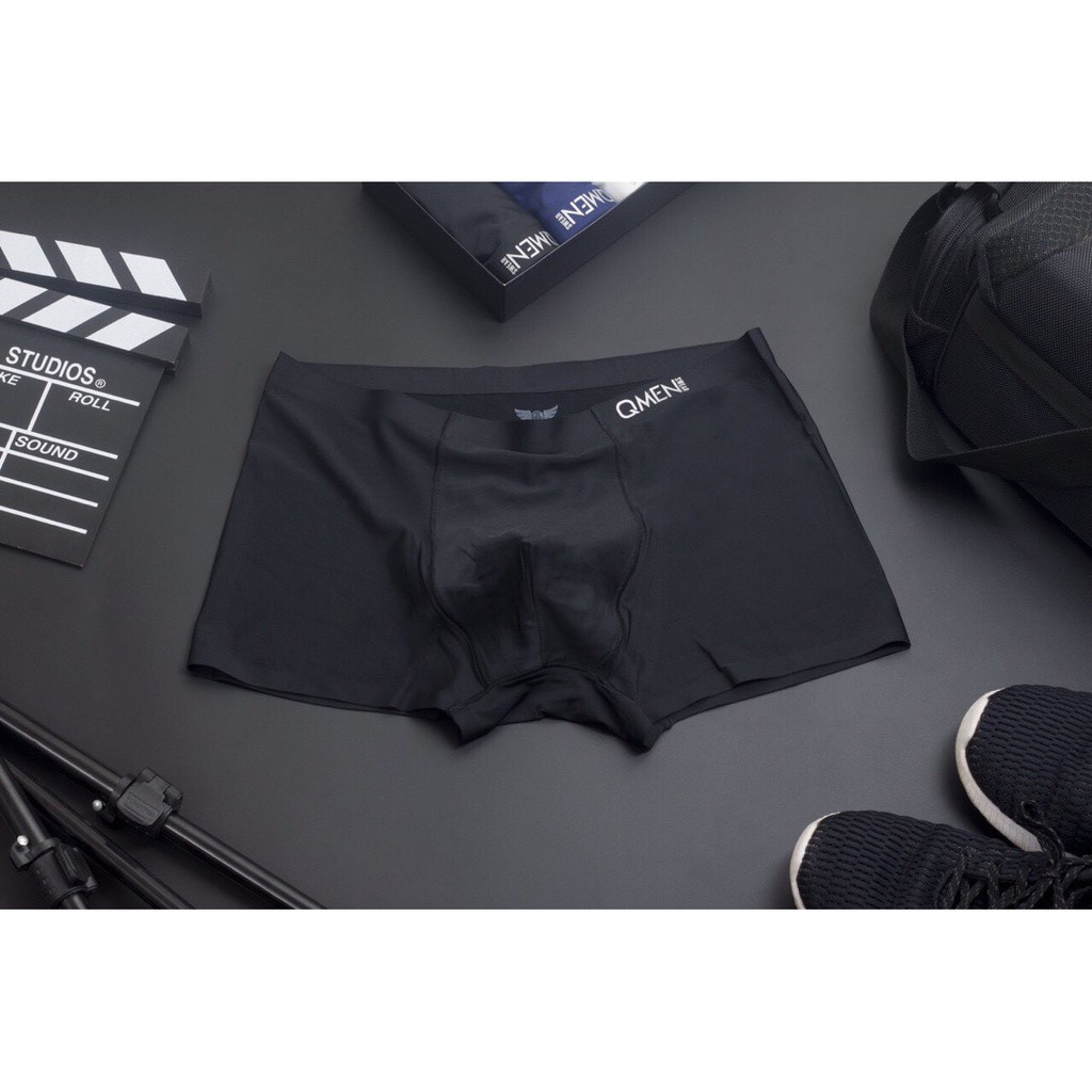 Quần lót nam, quần sịp đùi boxer đúc su siêu co giản, quần chip Qmen thun lạnh lụa sữa cao cấp - M.A Shop