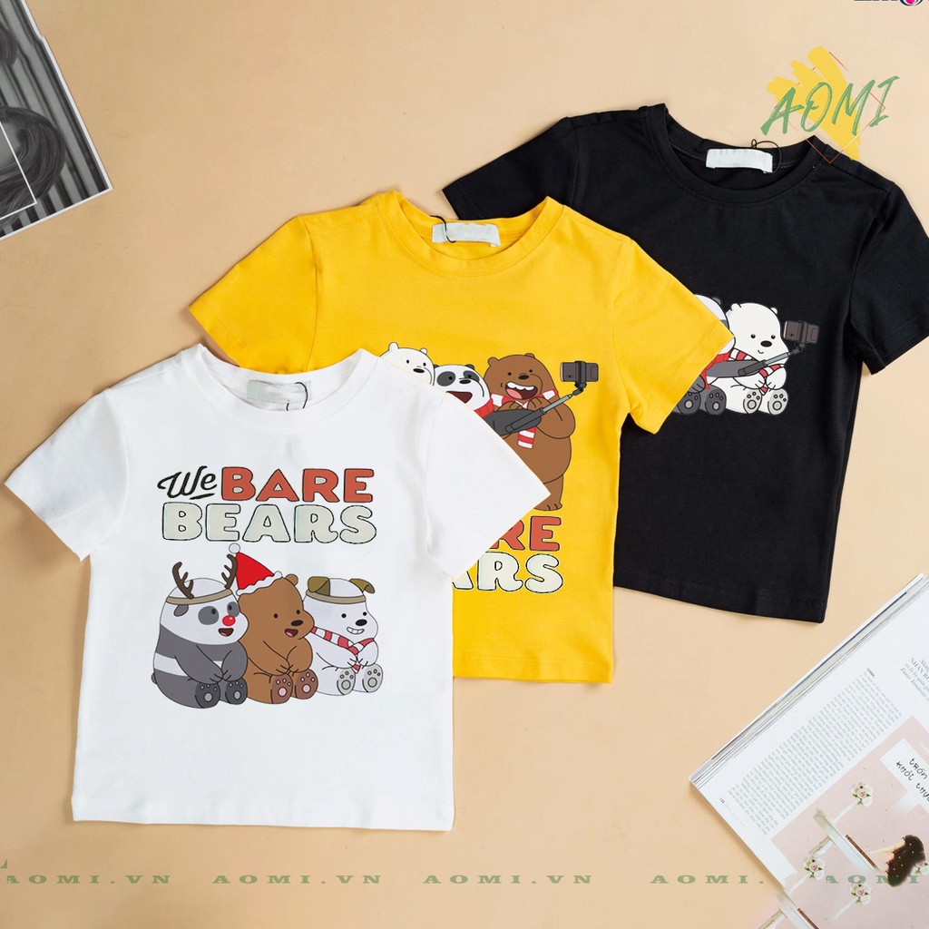 ÁO THUN Kawaii 3 chú gấu we are bear UNISEX PHÔNG VÀNG TAY NGẮN NAM NỮ GIA ĐÌNH CẶP ĐÔI SIZE TRẺ EM BÉ TRAI GÁI AOMIVN
