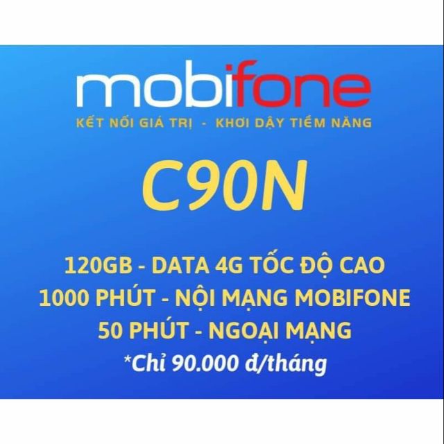 Sim Mobi C90N
Dung lượng
+ 4GB/ ngày
+ Miễn phí 1.000 phút gọi nội mạng
+ Miễn phí 50 phút gọi trong