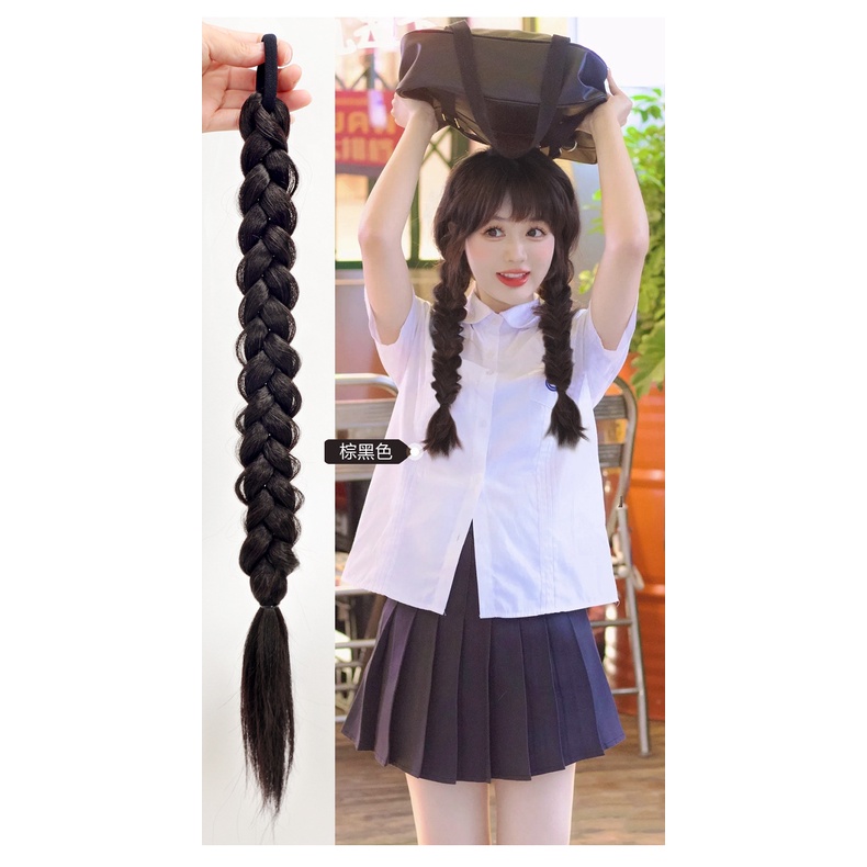 Tóc giả MISS FANCY thắt bím 2 bên dài 45cm thời trang ngọt ngào cho nữ
