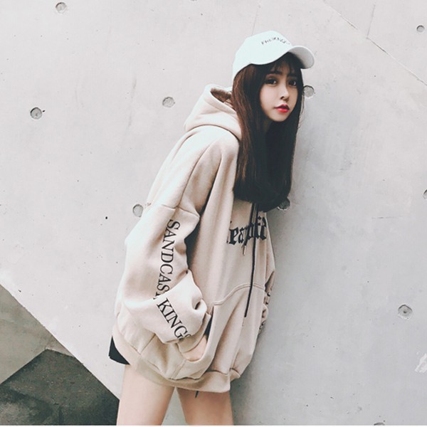 Áo HOODIE hiphop chui đầu tay phồng có nón form rộng Hàn Quốc nam nữ VIVU123STORE   HOD001