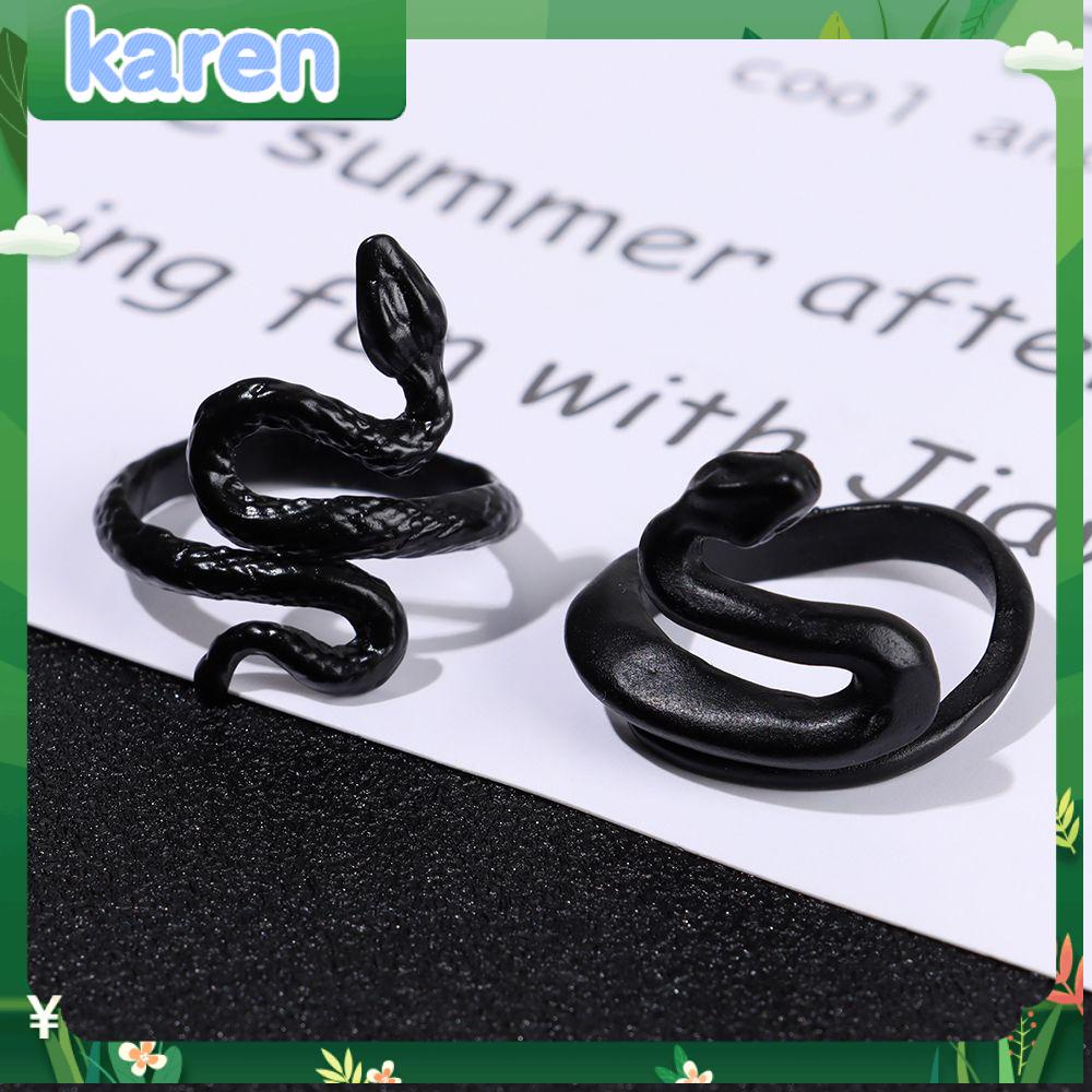 Nhẫn hở hình rắn phong cách punk cổ điển độc đáo thời trang