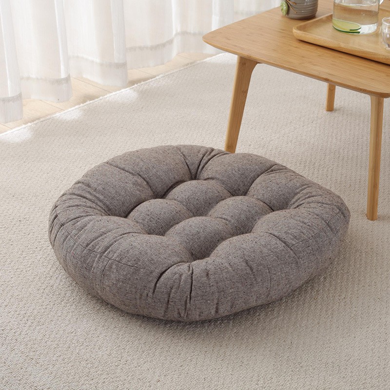 Cotton and linen fabric cushions, round yoga futon cushions, simple and fresh homestay tatami bay window cushi