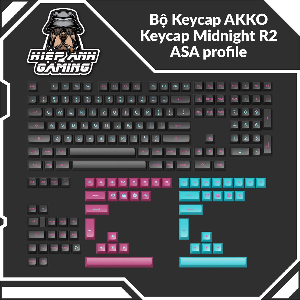 Bộ Keycap Midnight R2 - ASA Profile dành cho bàn phím cơ