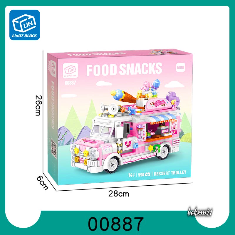 Lego Xếp Hình Con Gái Xe Chở Kem 590 chi tiết Food Snack Xe Chở Trái Cây Nước Uống đồ chơi ghép hình bé gái