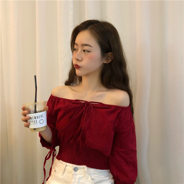 Xiaozhainv Áo trễ vai kiểu dáng sexy theo phong cách Hàn Quốc | BigBuy360 - bigbuy360.vn