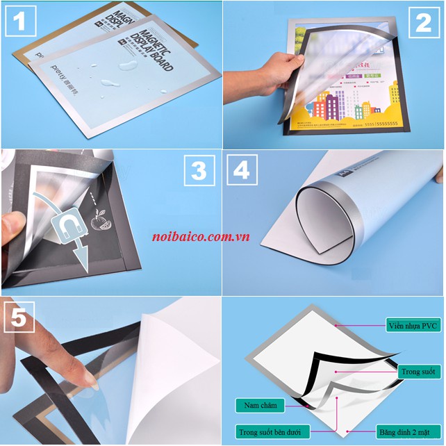 Bảng viền nam châm đựng tài liệu dán tường, Bảng tài liệu dán tường A3, A4