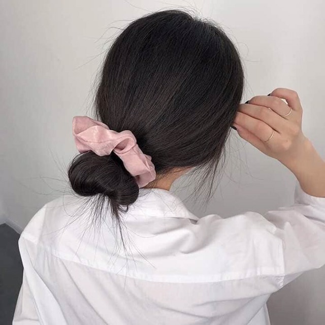 Dây cột tóc vải scrunchies phi lụa màu sắc nổi bật
