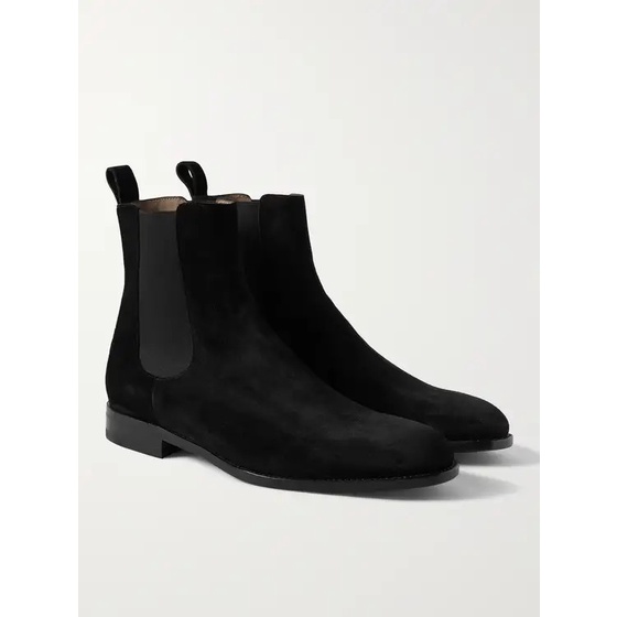 Giày Chelsea Boot màu đen da lộn đế cao su đúc độn 3.5cm | BigBuy360 - bigbuy360.vn