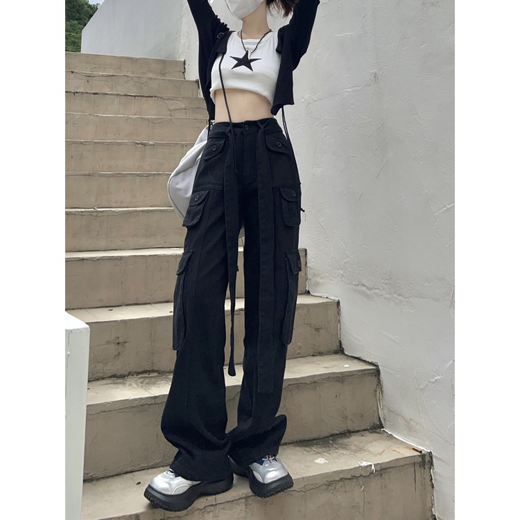 Cocory vn Quần Jeans Lưng Cao Ống Rộng Thời Trang Mùa Hè Cho Nữ