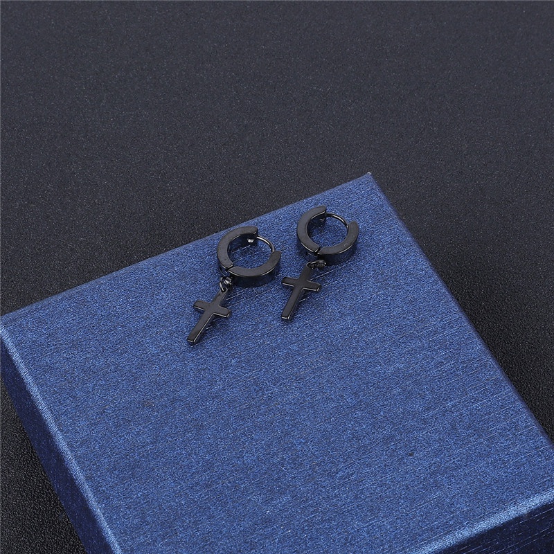 1 Khuyên Tai Hình Thánh Giá Chất Liệu Thép Titan Cho Nam Nữ