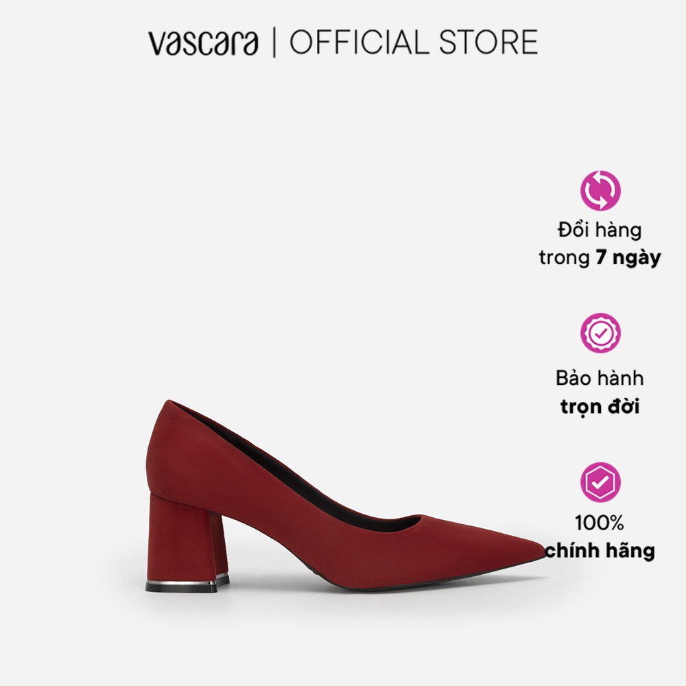 Vascara Giày Bít Mũi Nhọn Nubuck Gót Trụ Phối Viền Tráng Gương - BMN 0554