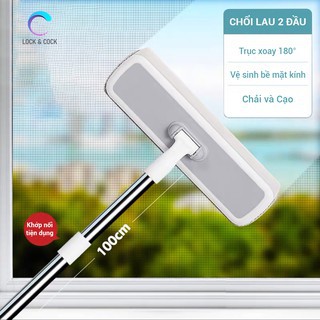 Cây lau kính cán dài ,chổi lau cửa kính thông minh 2 đầu tiện lợi