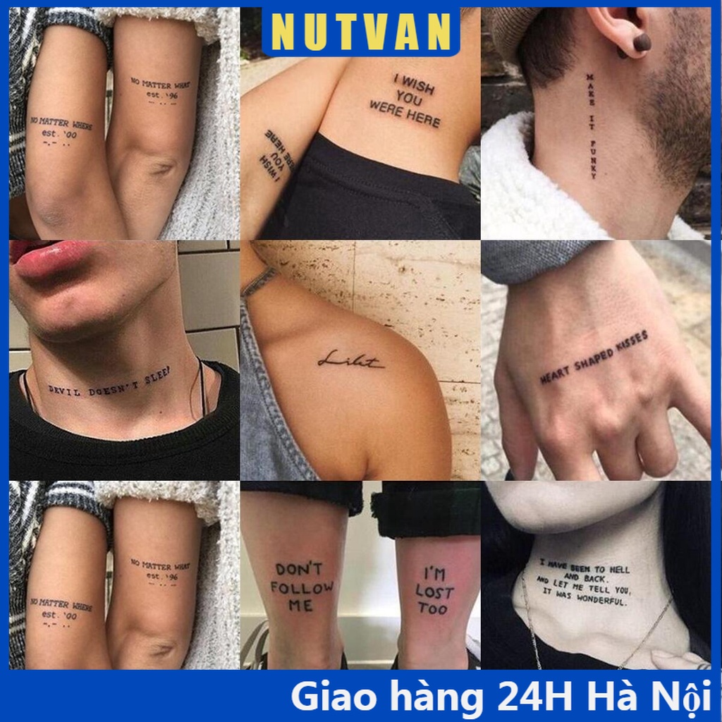 Hình xăm dán tạm thời 6cm x 10cm chống thấm nước kéo dài 10~15 ngày Hình Xăm Dán Tạm Thời Hình bảng chữ cái tiếng Anh