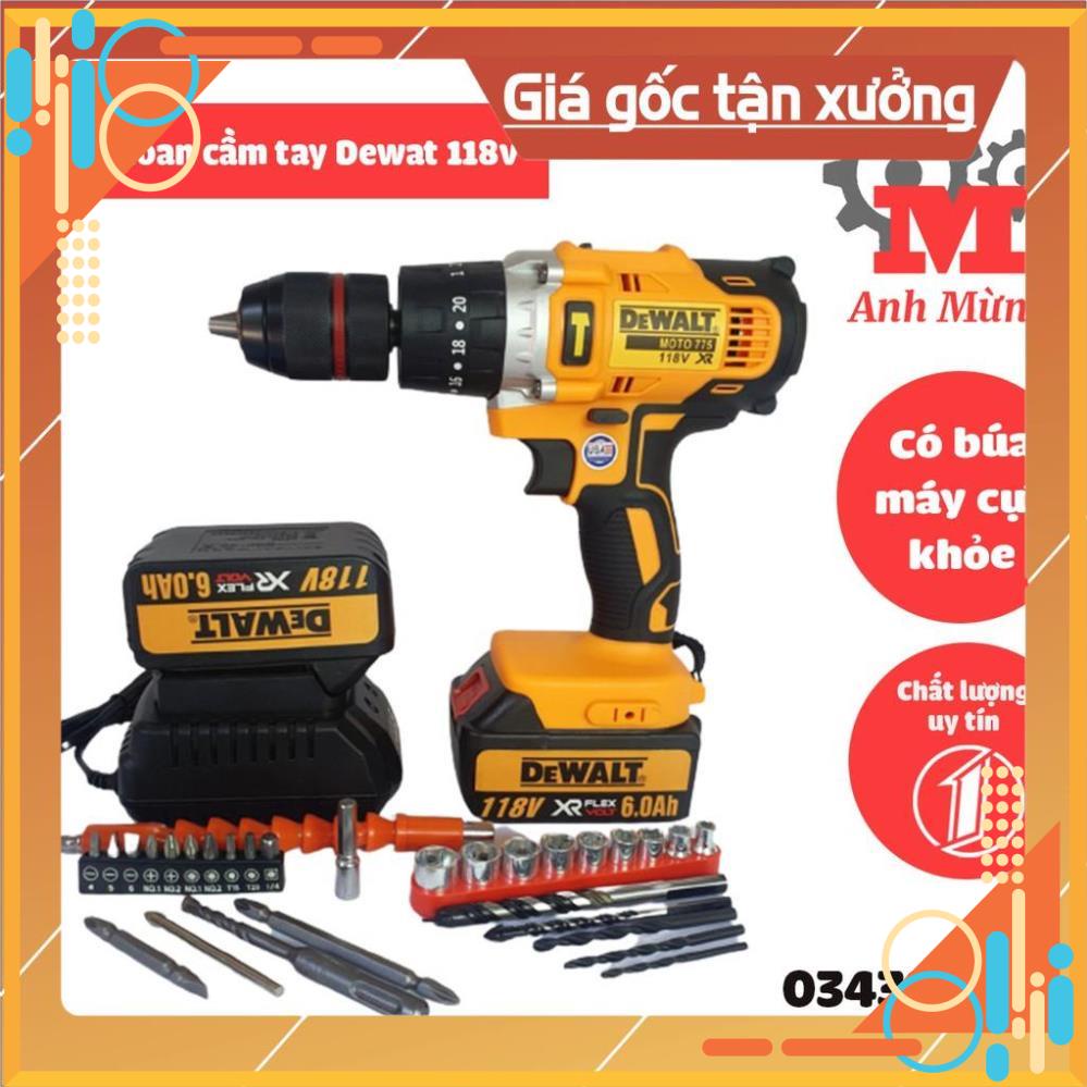 DT: 0368.868.988 Máy Khoan Pin Dewat 118V Có Búa-máy khoan 3 chức năng tặng bộ phụ kiện DT: 0368.868.988