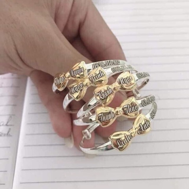 Lắc tay bạc khắc tên