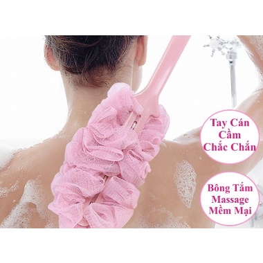 Chổi Bông Tắm Có Cán Cọ Lưng Đầu Bông Tắm Siêu Mềm Mại