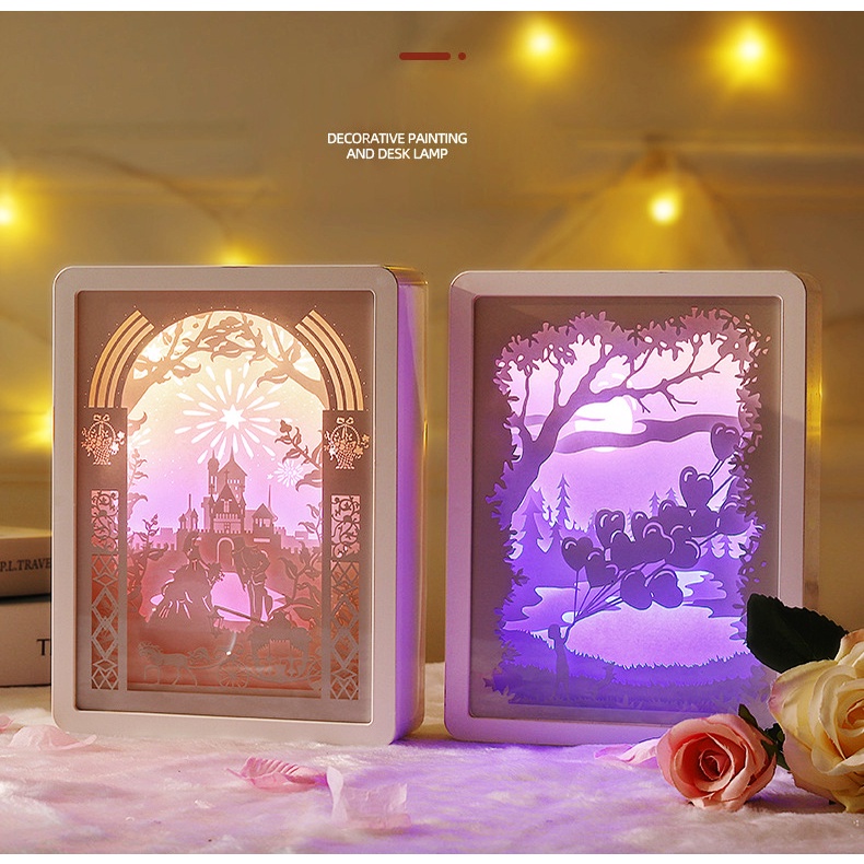 Đèn Led chạm khắc giấy 3D