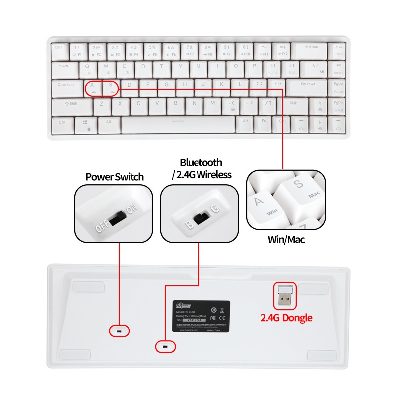 RK837 RKG68 60% RGB RK G68- RK Switch Bàn Phím Cơ Không Dây Kludge