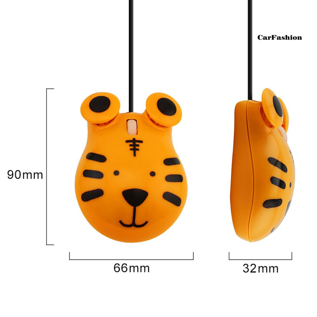 CDNP_Kids Adults Wired Computer Mini Cute Cartoon Tiger Design 3D Mouse for Laptop PC