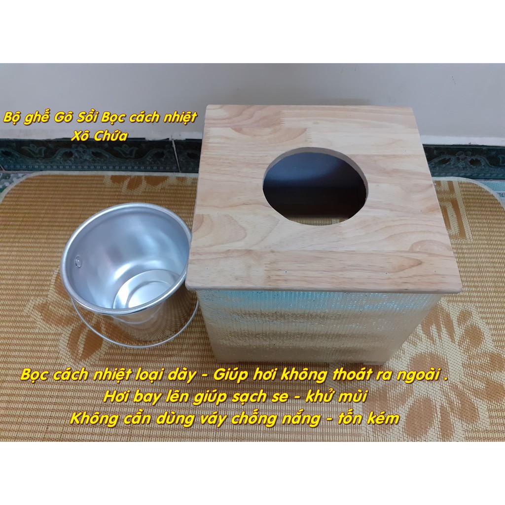 Ghế Gỗ Sồi Cao Cấp Bọc Cách Nhiệt Xông Trĩ - Xông Vùng Kín - Phụ Khoa Phụ Nữ