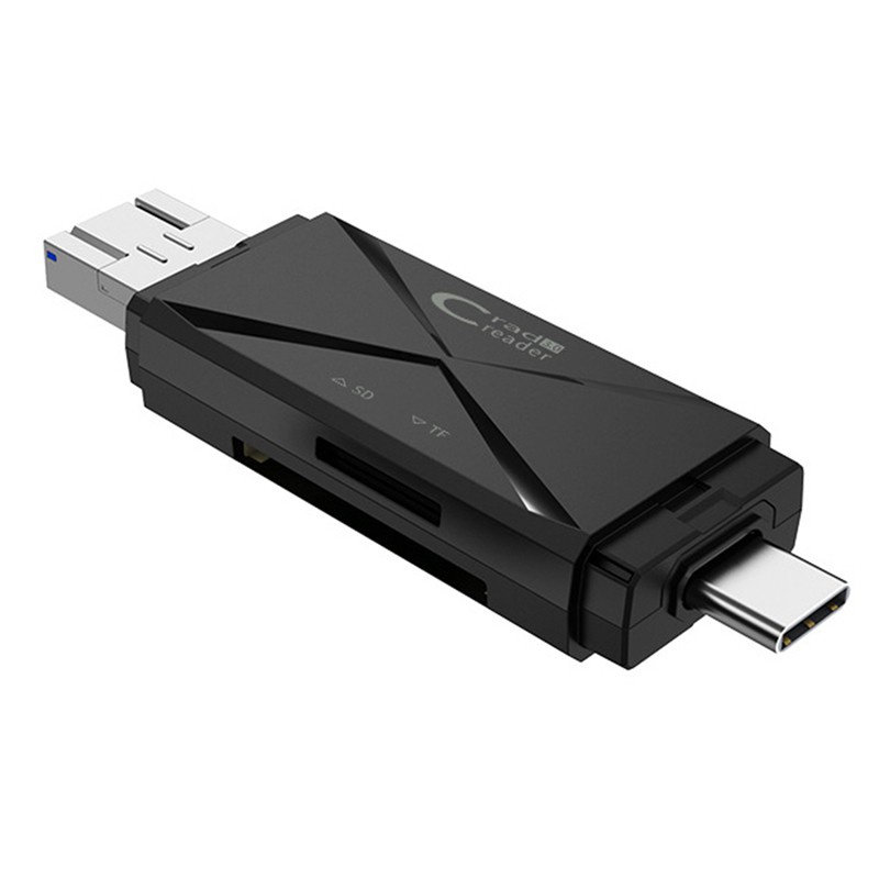 SD Card Reader USB 2.0 Micro-USB Type C Card Reader SD Memory Card Reader for Micro-SD TF USB Type-C Cardreader Black