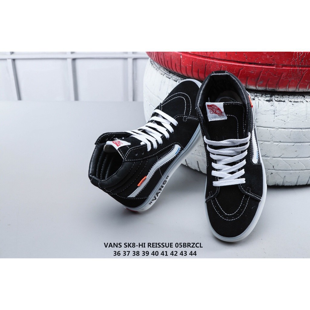 Giày Thể Thao Off-White X Vans Sk8-Hi Vải Canvas Cổ Cao Cá Tính