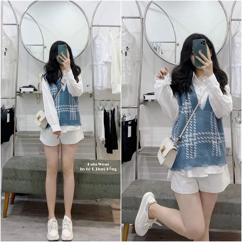 Set áo gile len sơ mi trắng kiểu dài tay ulzzang hàn quốc, Áo ghile caro cổ v phối áo sơ mi vintage nữ tính - Roxie | BigBuy360 - bigbuy360.vn