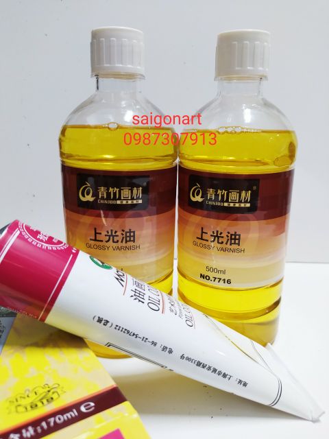 Bóng Bảo Vệ Phủ Tranh Lớp Cuối GLOSSY VARNISH Chinjoo 500ml