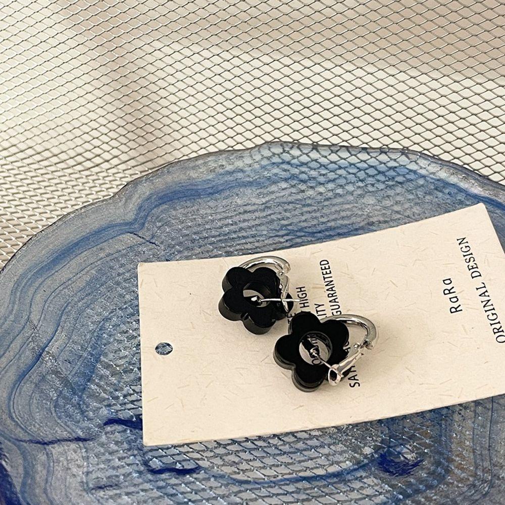 Bông Tai Phong Cách Hàn Quốc Đơn Giản Cổ Điển|Bông Tai Hình Hoa Màu Đen 2K Phong Cách Cổ Điển Thời Trang Cho Nữ