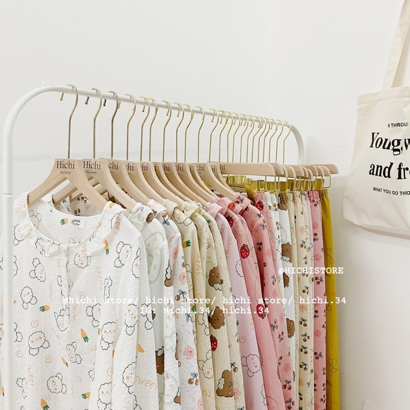 bộ ngủ pịama mặc nhà thu đông dài tay 7 hình cute ảnh thật video phong cách ulzzang hàn quốc hichi | BigBuy360 - bigbuy360.vn