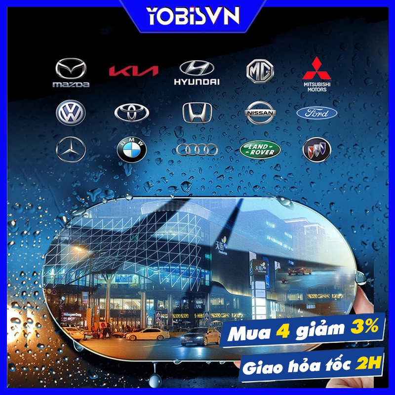 Miếng Dán Gương Kính Ô tô Xe Máy Bộ Dán NANO Chống Mưa Chống Đọng Nước Mờ