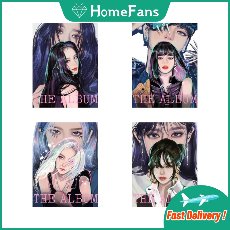 Bộ Tranh Đính Đá 5D Tự Làm 40x50cm Hình Nhóm Blackpink Hàn Quốc Xinh Xắn Kèm Phụ Kiện