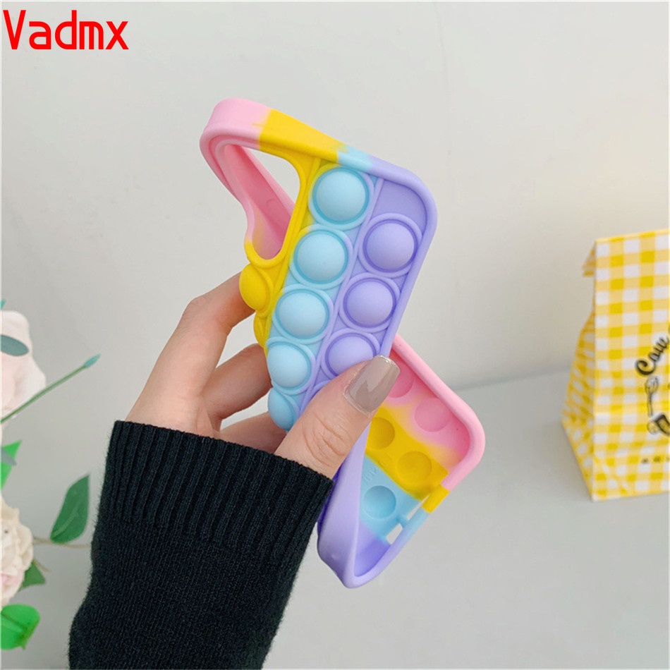 Ốp điện thoại silicon kiểu đồ chơi nhấn bong bóng giảm căng thẳng thích hợp cho iPhone 12 Pro Max 12 Mini 11 Pro Max