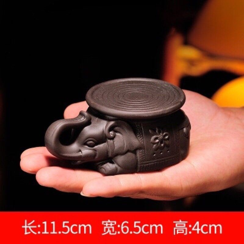 Đôn voi mini cõng ấm trà , chén, chậu bonsai