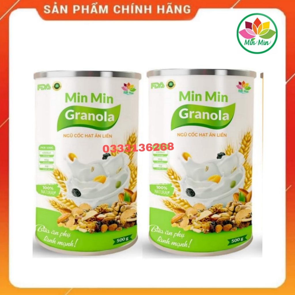 [Chính Hãng]  Ngũ Cốc Mix Hạt Và Hoa Qủa Xấy  Cao Cấp Min MIN - GRANOLA ĂN LIỀN MIN MIN - Ngũ Cốc  Mẹ Bầu (2HỘP 1kg)