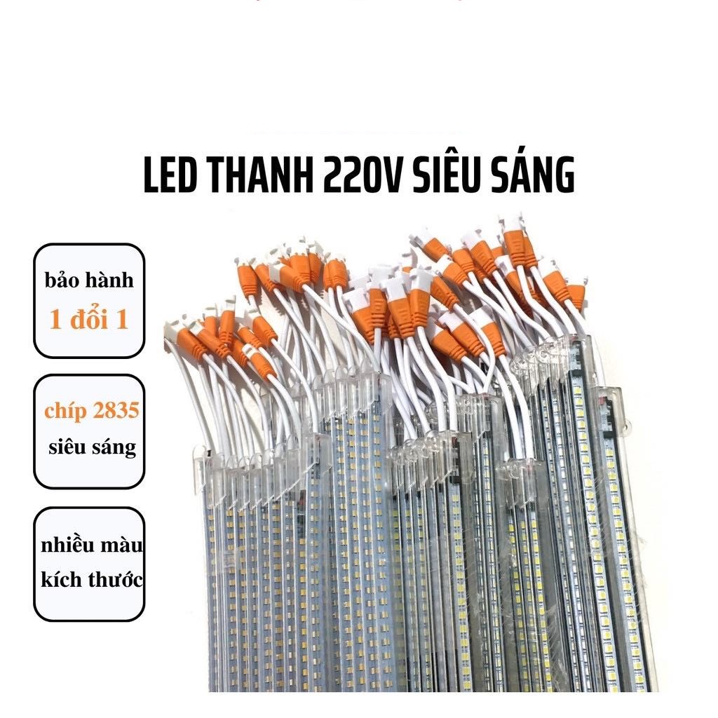 Đèn led thanh 220v 1m, 50cm siêu sáng nhiều màu