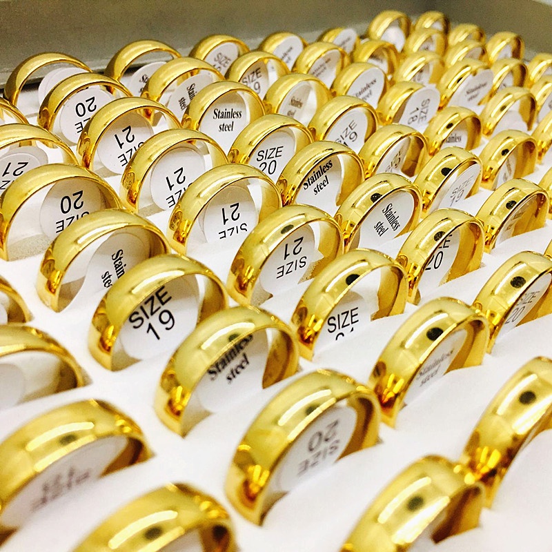 Bộ 10 NhẫN BằNg ThéP Không Gỉ Mạ VàNg 6mm