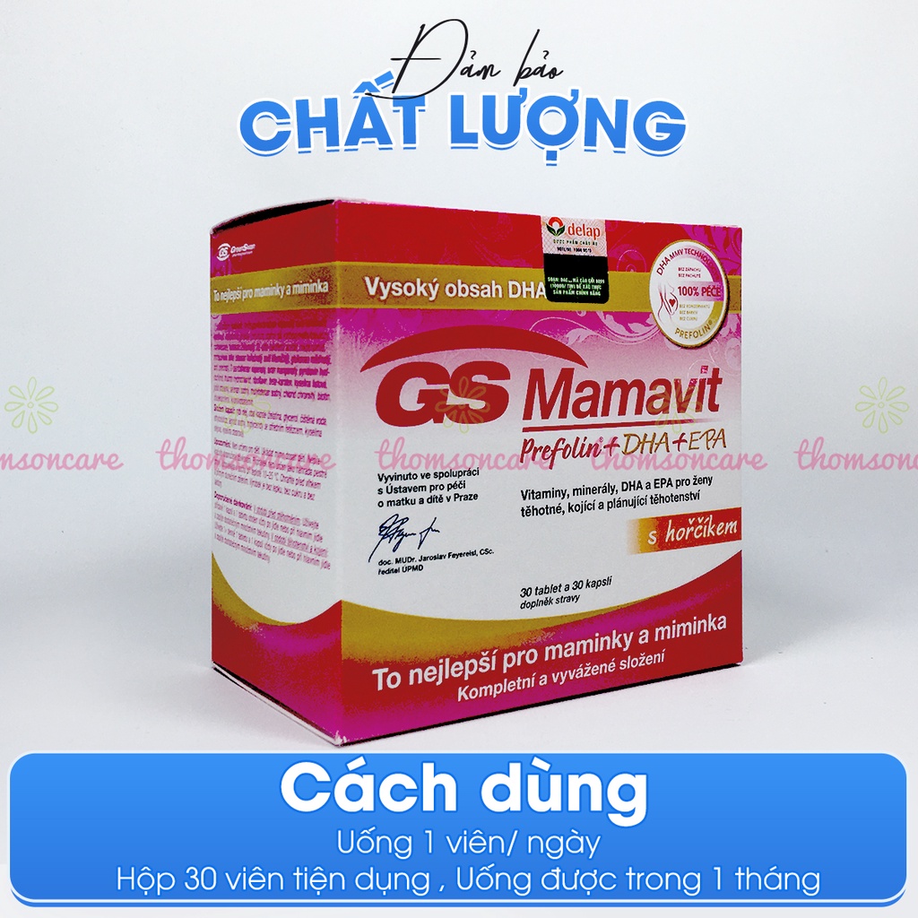 Vitamin tổng hợp cho bà bầu GS Mamavit Có DHA và EPA cho phụ nữ mang thai và cho con bú Hộp 60 viên Gsmamavit