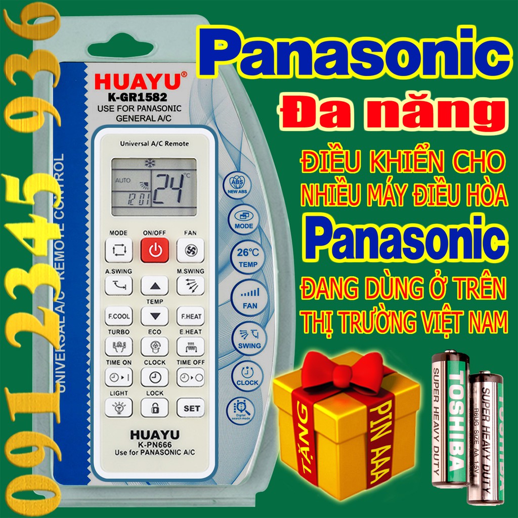 Điều khiển Panasonic "Đa Năng" HUAYU + "HÀNG ĐẸP" cho điều hòa