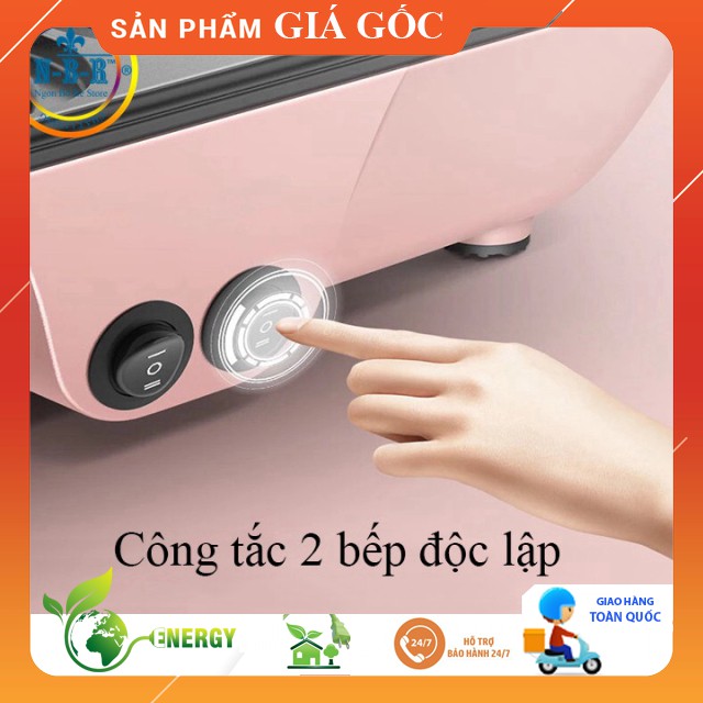 Bếp lẩu nướng 2 ngăn, bếp lẩu nướng mini 2 in 1, nồi nướng lẩu đa năng Chống Dính Hàn Quốc