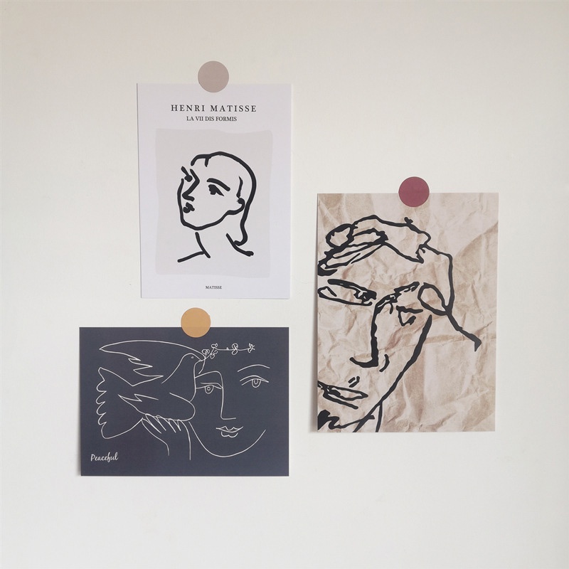 Bộ 3 Thẻ Hình Vẽ Picasso Nghệ Thuật Trang Trí Tường