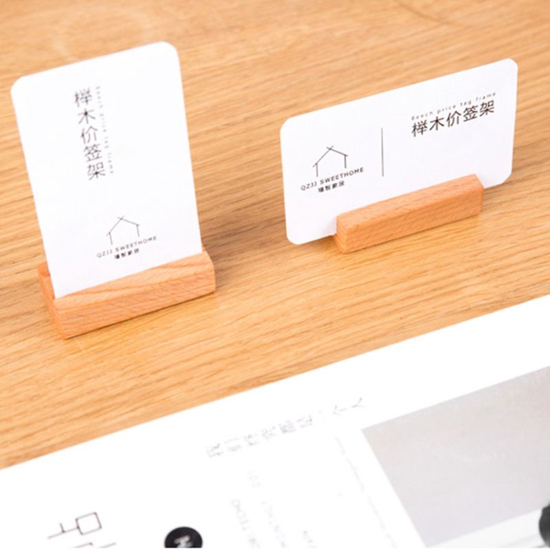 Wooden Numbers Photo Display Stand Business Card Holder Name Memo Clips Office Desk Organizer Dinner Party