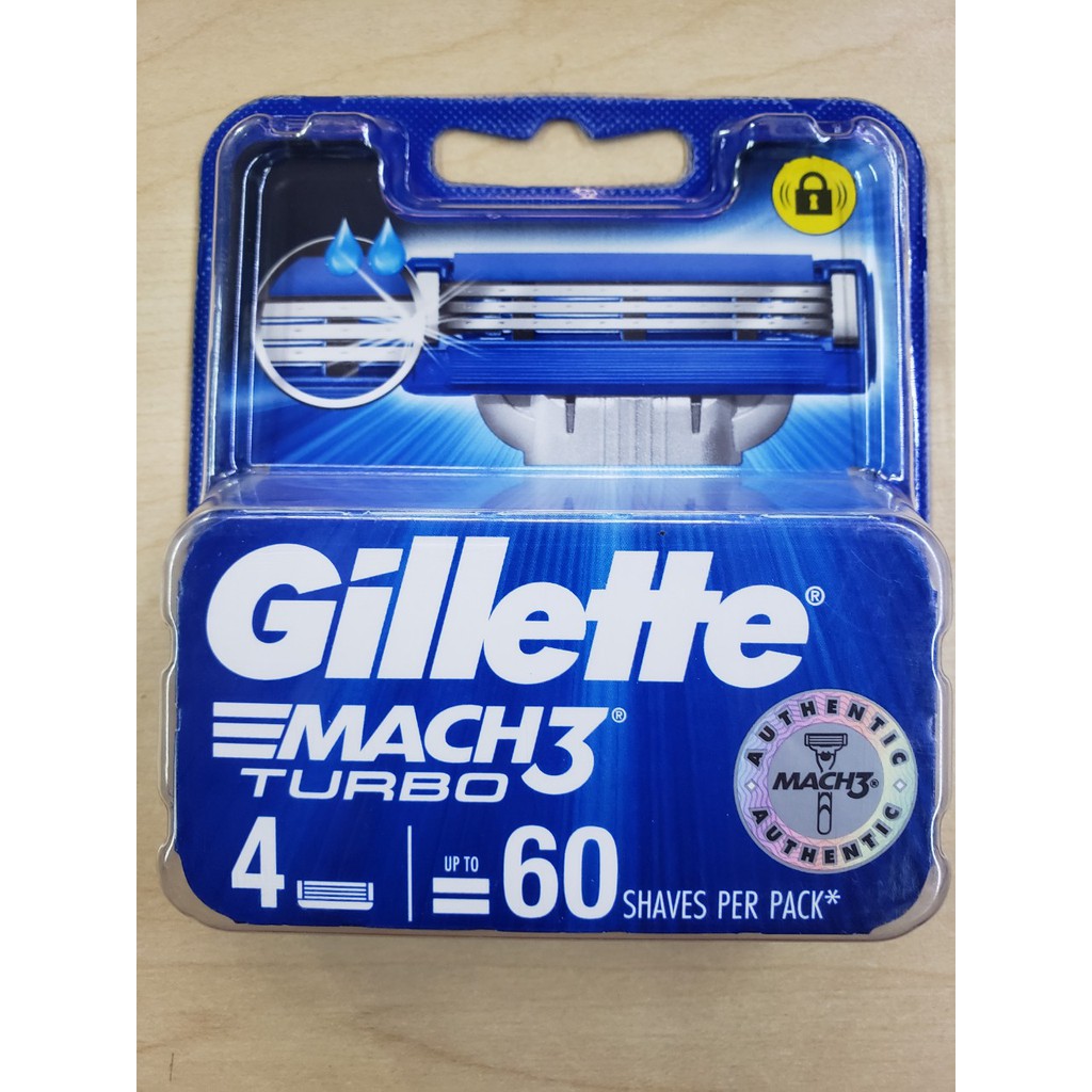 Lưỡi dao cạo Gillette mach3 Turbo mẫu mới (Hộp 4 lưỡi)