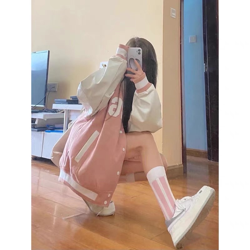 Áo bomber màu hồng