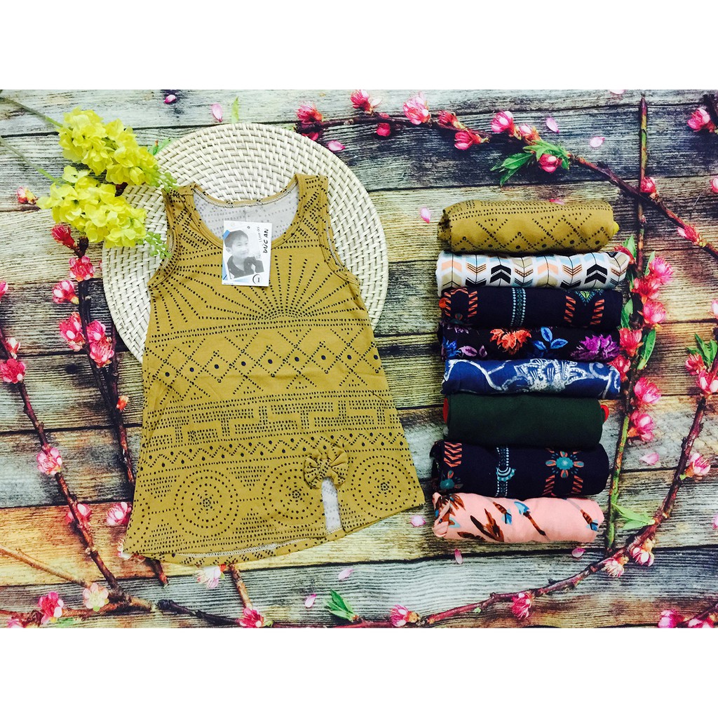 Combo 3 bộ váy bé gái xẻ chân đính nơ mầu sắc bất kỳ
