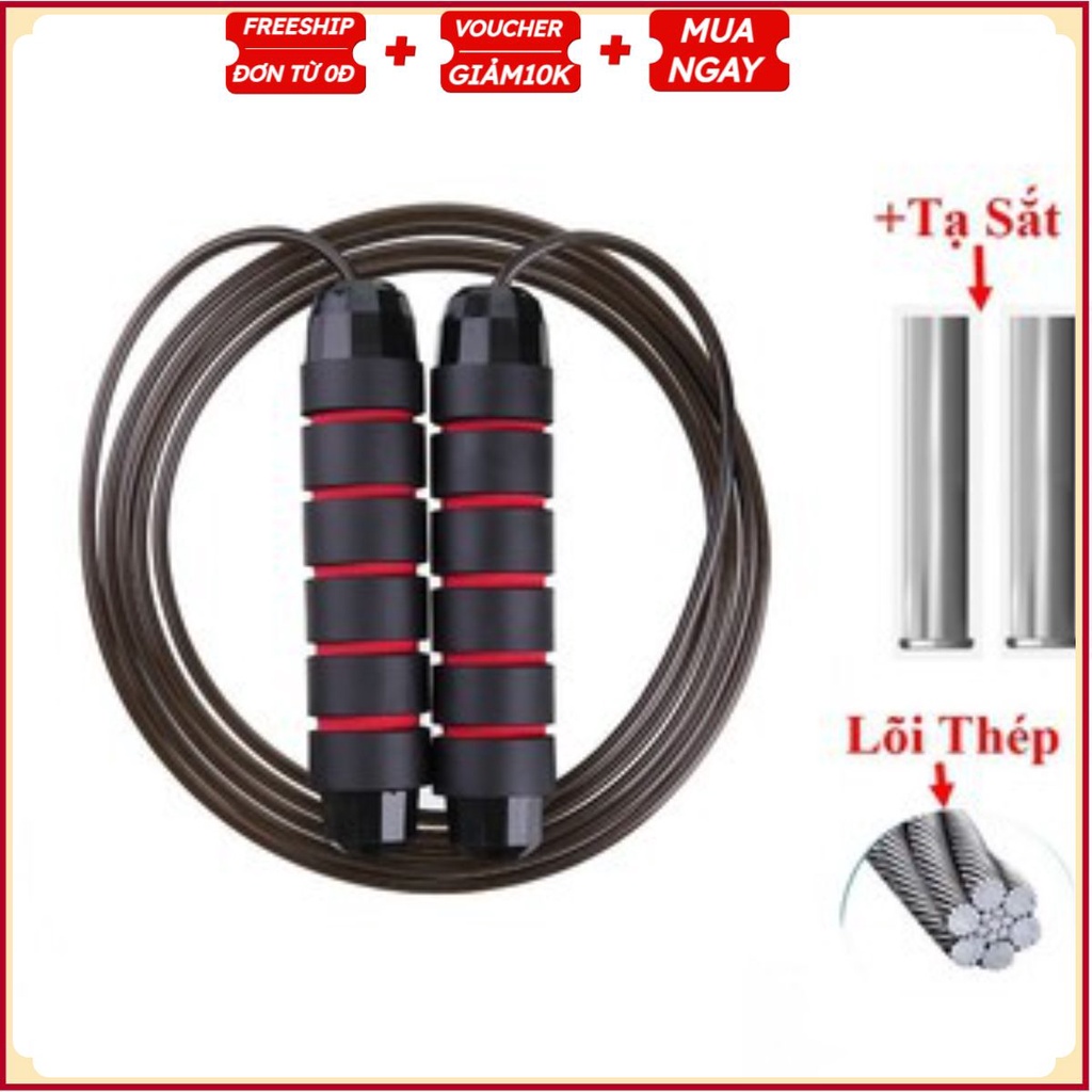 PVN32841 Dây nhảy thể dục lõi thép kèm tạ - tập luyện loại đẹp (kèm tạ 80g) T2