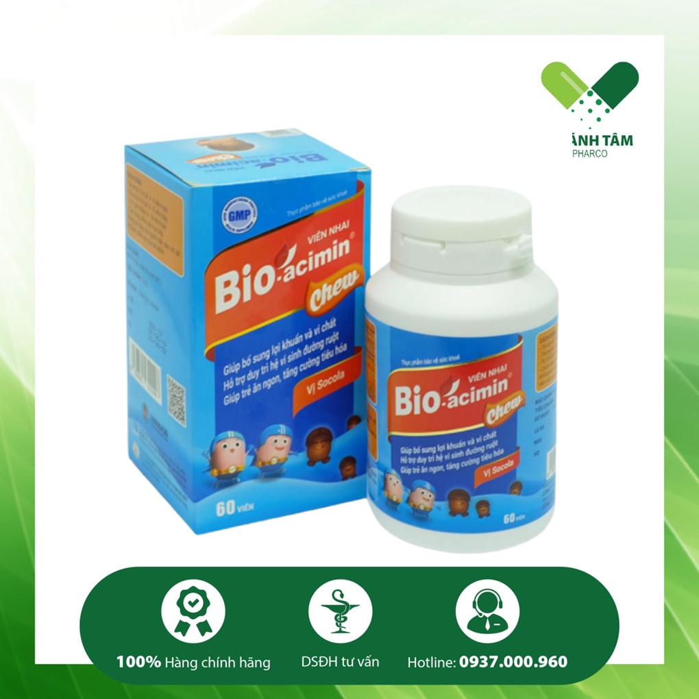 Viên nhai Bio-Acimin Chew vị chocolate - Men tiêu hóa, men vi sinh - Bioacimin _Khánh Tâm