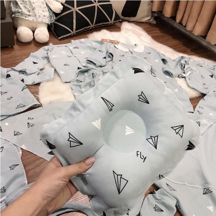 Set Đồ Sơ Sinh Quà Tặng Cho Bé 18-22 Chi Tiết Coton Có Hộp - Xanh, Hồng
