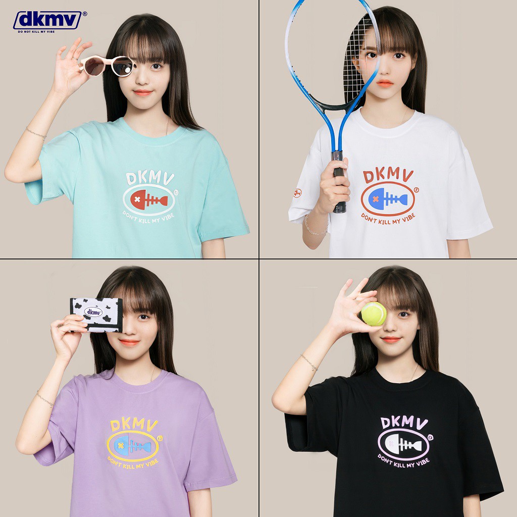 Áo thun unisex form rộng nữ nhiều màu Don't Kill My Vibe | DKMV Tee Logo Color